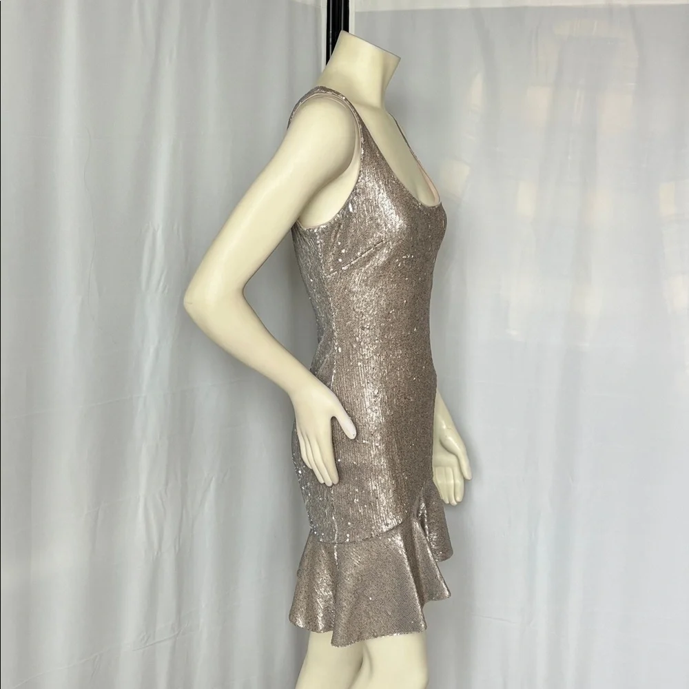 Bebe Gold Sequin Flapper Style Mini Dress